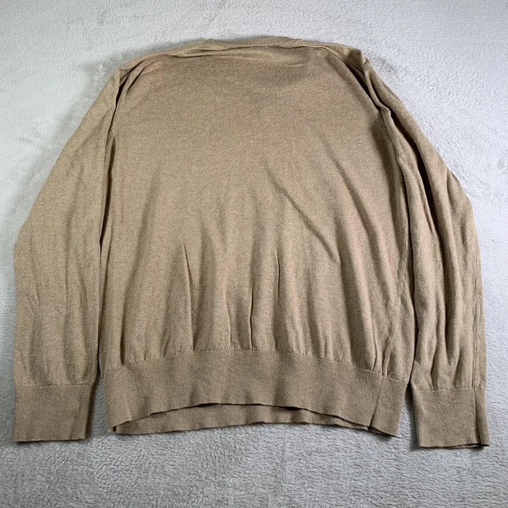 Banana Republic Sweater Mens XL Beige V Neck Silk‎ Linen Lightweight Pullover